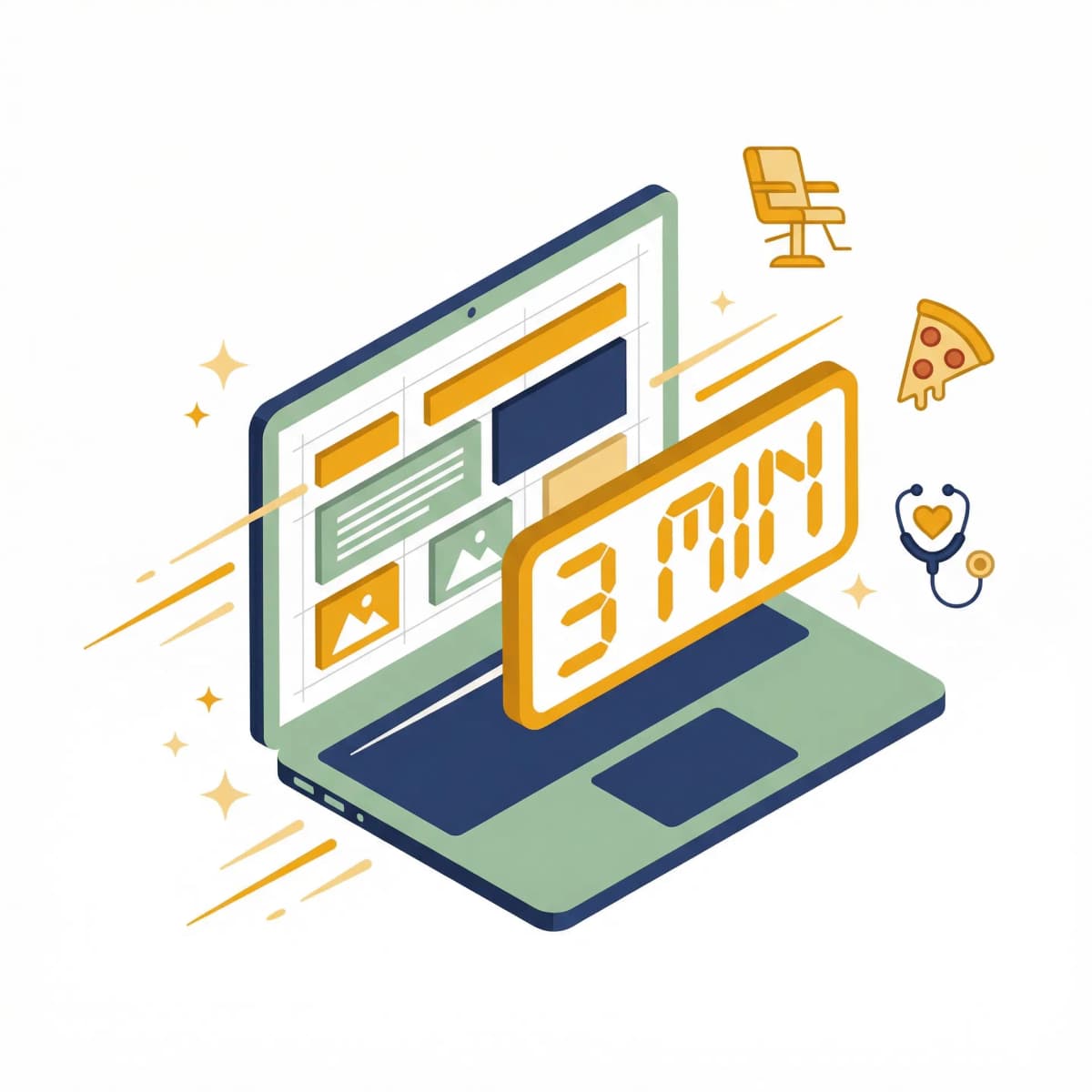 Ilustração de velocidade na criação de sites